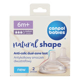 Canpol babies® Anti-colic dvopodročni silikonski cucelj Natural Shape 6m+ 2 kos