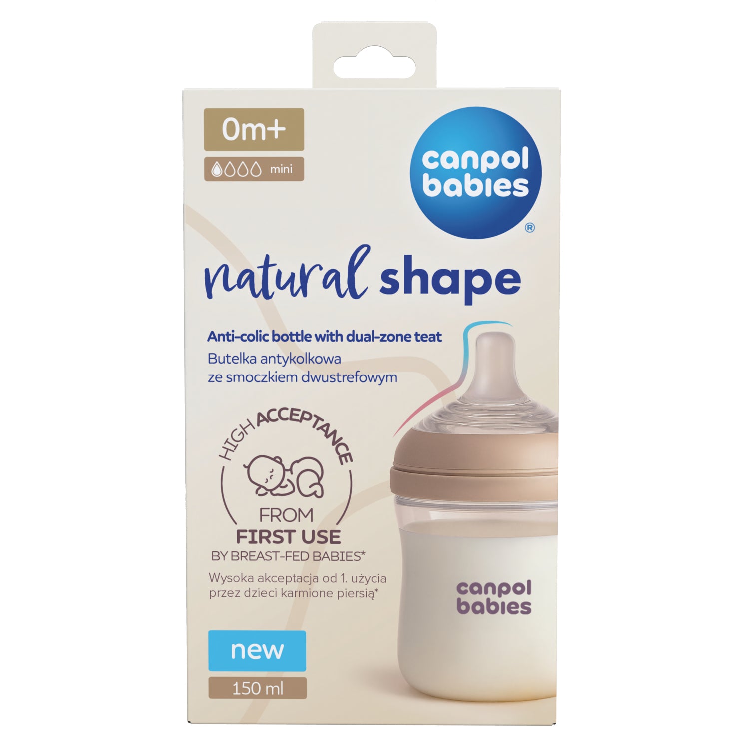 Canpol babies® Anti-colic steklenička z dvopodročnim cucljem Natural Shape 150ml