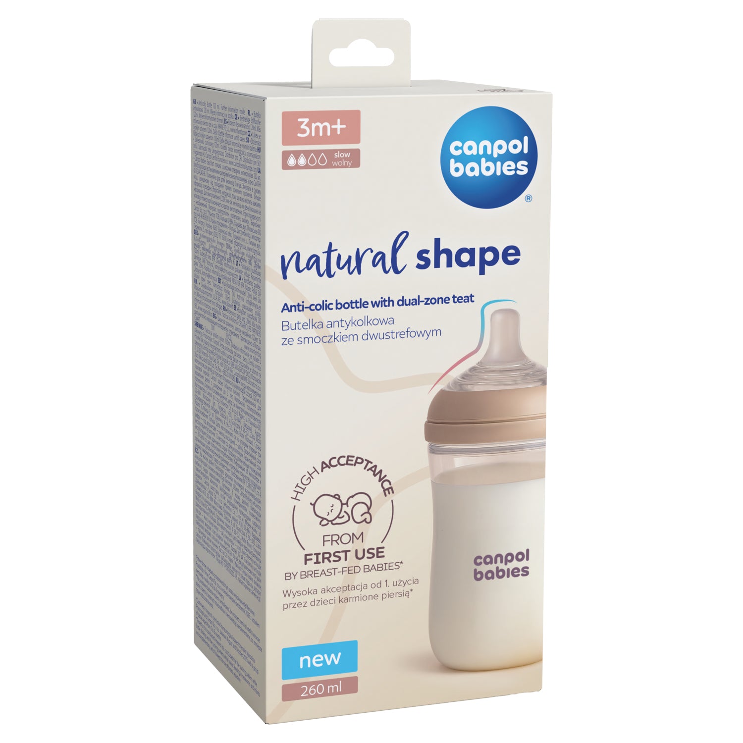 Canpol babies® Anti-colic steklenička z dvopodročnim cucljem Natural Shape 260ml