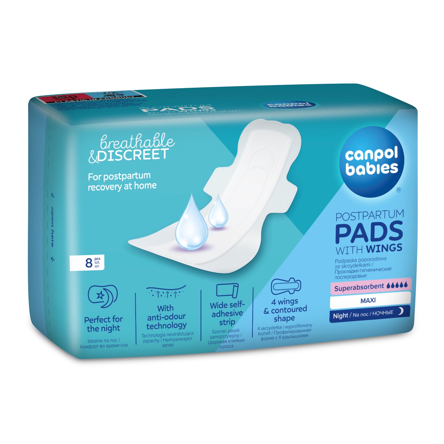 Canpol babies® Higienski poporodni vložki s krilci Night 8 kos