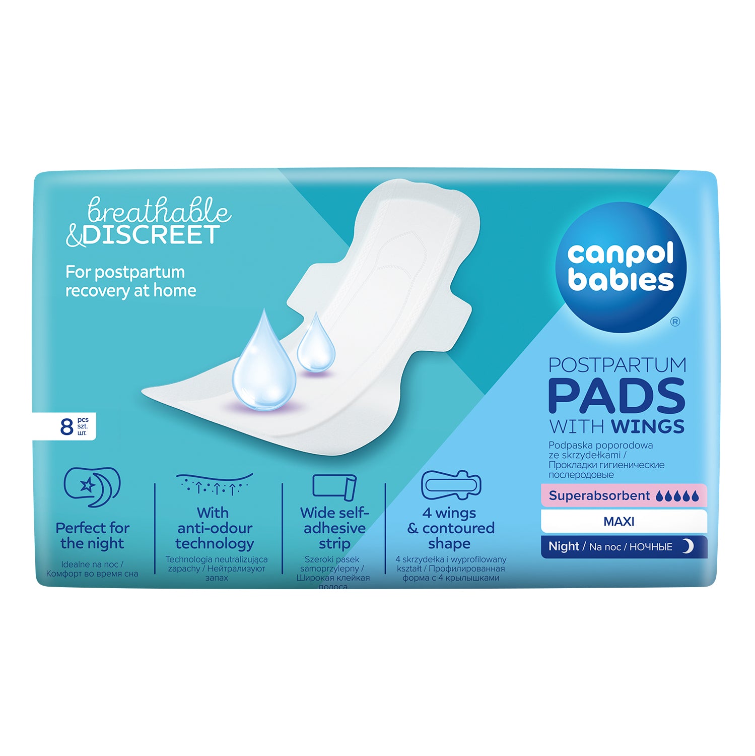 Canpol babies® Higienski poporodni vložki s krilci Night 8 kos