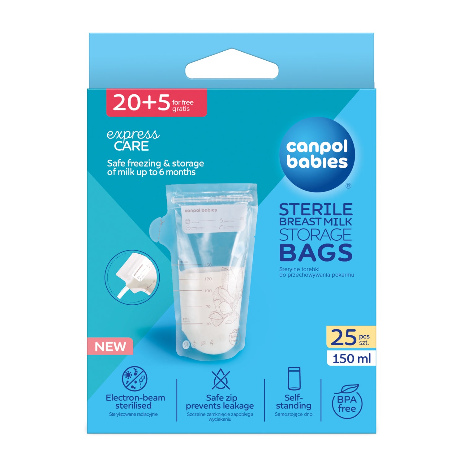Canpol babies® Vrečke za shranjevanje mleka 150ml 25 kos