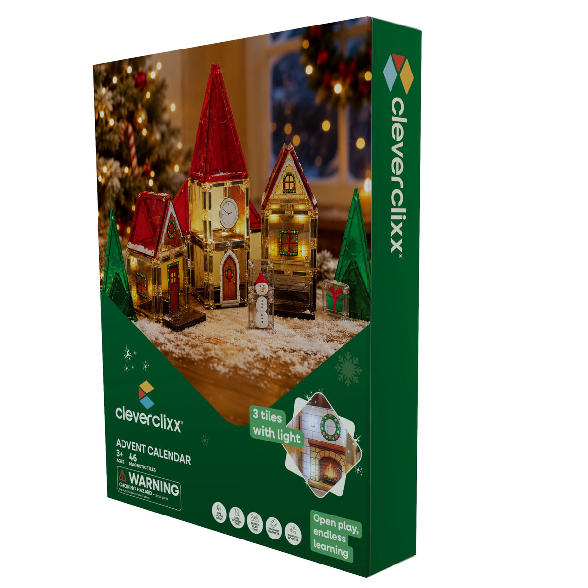 Cleverclixx® Magnetic Tiles Advent Calendar Christmas Village 46 pack