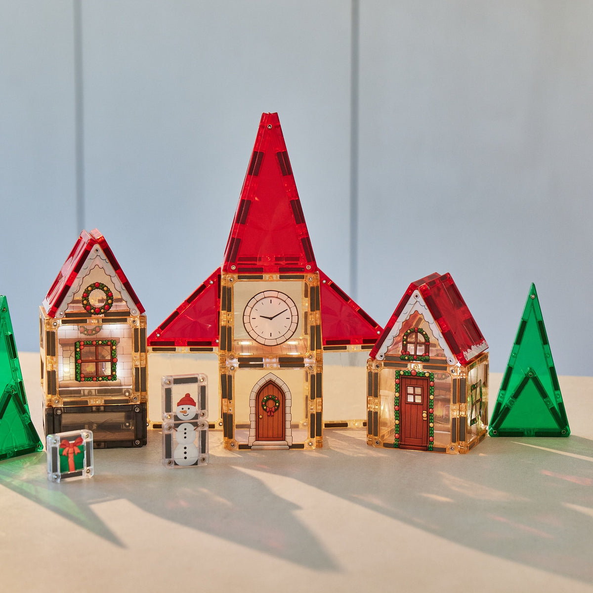 Cleverclixx® Magnetic Tiles Advent Calendar Christmas Village 46 pack
