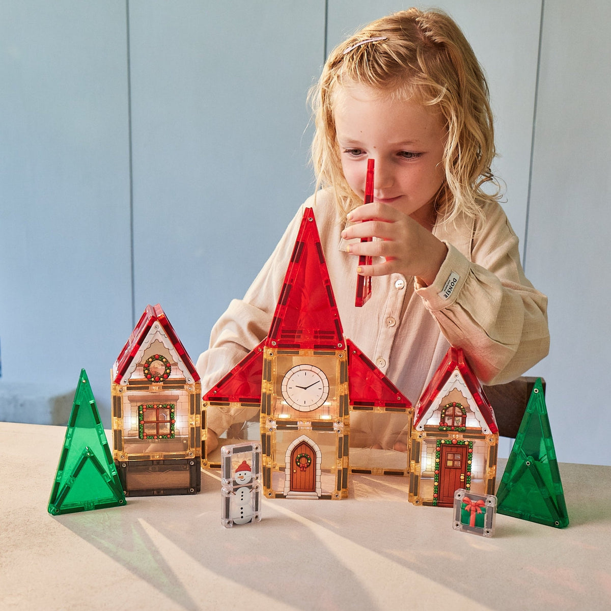 Cleverclixx® Magnetic Tiles Advent Calendar Christmas Village 46 pack