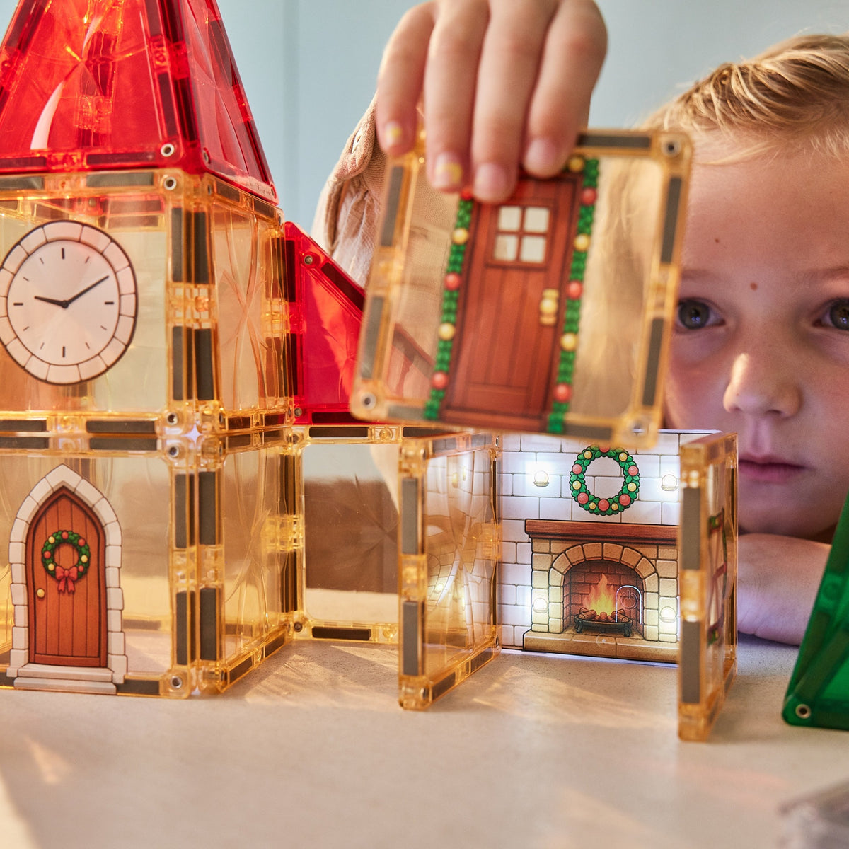 Cleverclixx® Magnetic Tiles Advent Calendar Christmas Village 46 pack