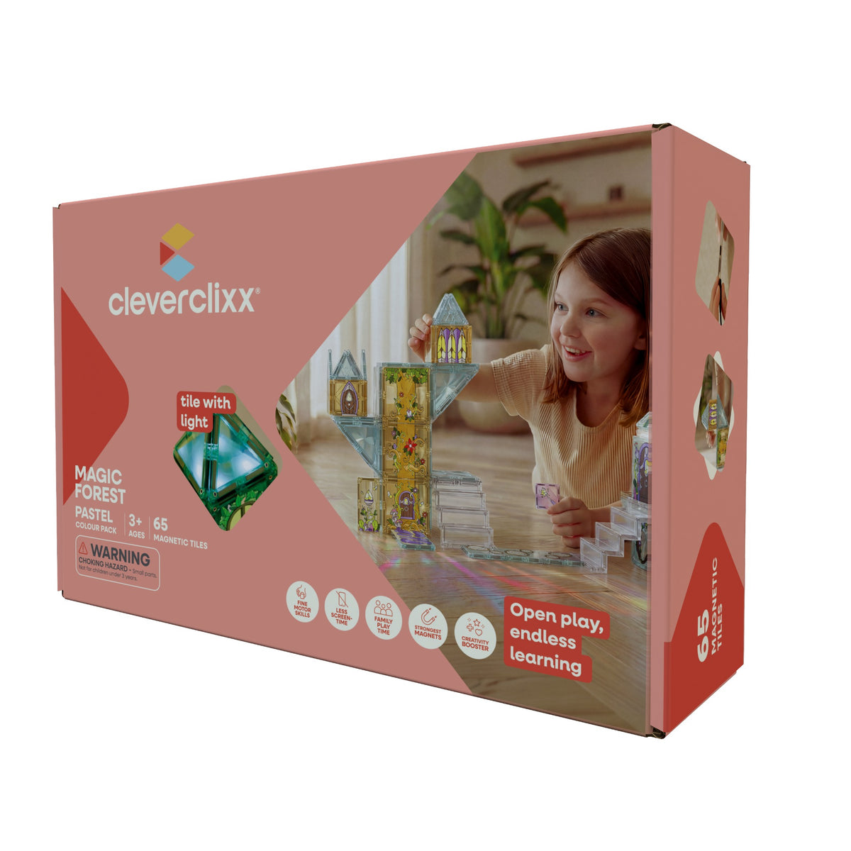 Cleverclixx® Magnetne ploščice Magic Forest Pack Pastel 65 kos