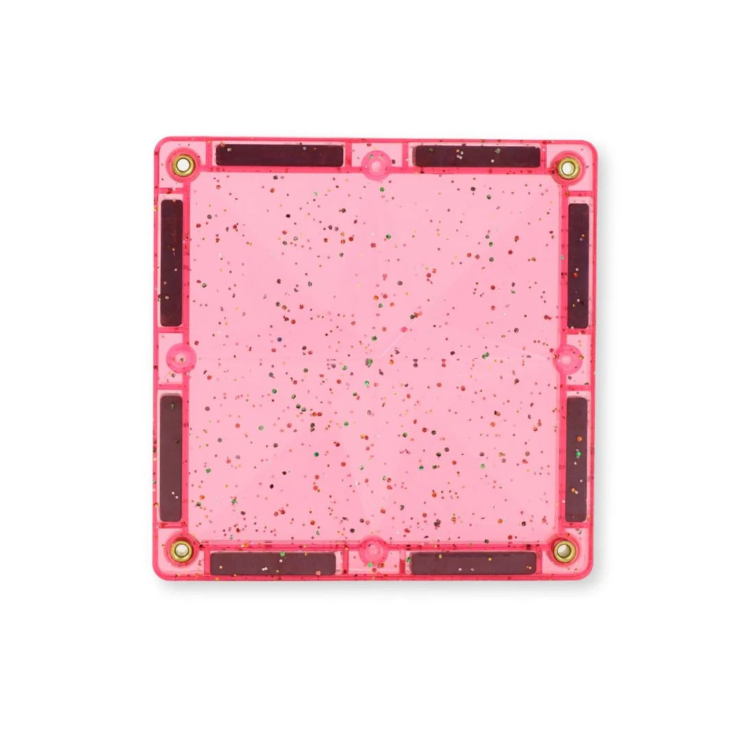 Cleverclixx® Magnetne ploščice Glitter Tiles Pack Transparent Pink 16 kos Cleverclixx