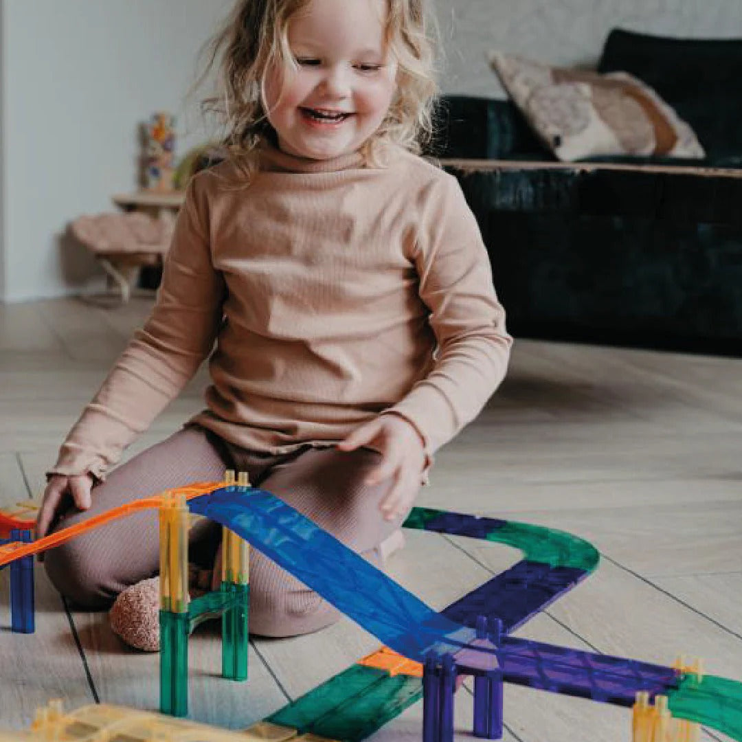 Cleverclixx® Magnetne ploščice Large Race Track Pastel 80 kos Cleverclixx