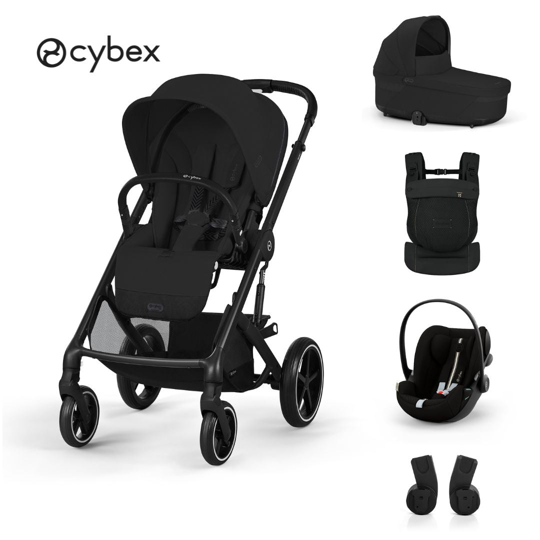 Cybex® Otroški voziček 3v1 Balios S Lux + Nosilka Amya + Avtosedež Cloud G Moon Black Cybex