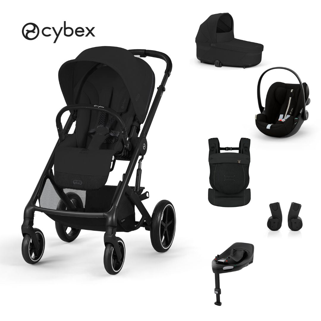 Cybex® Otroški voziček 4v1 Balios S Lux + Nosilka Amya + Avtosedež Cloud G + IsoFix baza G Moon Black Cybex