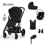 Cybex® Otroški voziček 4v1 Balios S Lux + Nosilka Amya + Avtosedež Cloud G + IsoFix baza G Moon Black (+ Rain cover) Cybex