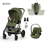 Cybex® Dječja kolica sa sklopivom košarom 3u1 Balios S Lux + Autosjedalica Cloud G3 Moss Green (+ kišna navlaka)