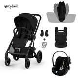 Cybex® Otroški voziček z zložljivo košaro 3v1 Balios S Lux + Nosilka Amya + Avtosedež Cloud G3 Moon Black (+ Rain cover)