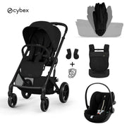 Cybex® Otroški voziček z zložljivo košaro 3v1 Balios S Lux + Nosilka Amya + Avtosedež Cloud G3 Moon Black (+ Rain cover)