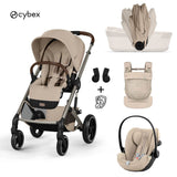Cybex® Otroški voziček z zložljivo košaro 3v1 Balios S Lux + Nosilka Amya + Avtosedež Cloud G3 Almond Beige (+ Rain cover)