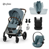 Cybex® Otroški voziček z zložljivo košaro 3v1 Balios S Lux + Nosilka Amya + Avtosedež Cloud G3 Stormy Blue (+ Rain cover)