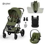 Cybex® Otroški voziček z zložljivo košaro 3v1 Balios S Lux + Nosilka Amya + Avtosedež Cloud G3 Moss Green (+ Rain cover)
