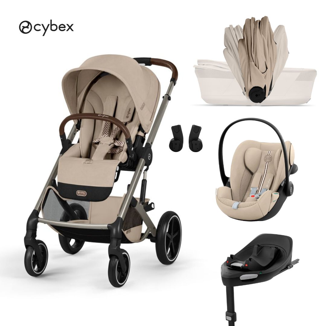 Cybex® Otroški voziček z zložljivo košaro 4v1 Balios S Lux + Avtosedež Cloud G3 + IsoFix baza G3 Almond Beige