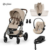Cybex® Passeggino con navicella pieghevole 4in1 Balios S Lux + Seggiolino auto Cloud G3 + Base IsoFix G3 Almond Beige