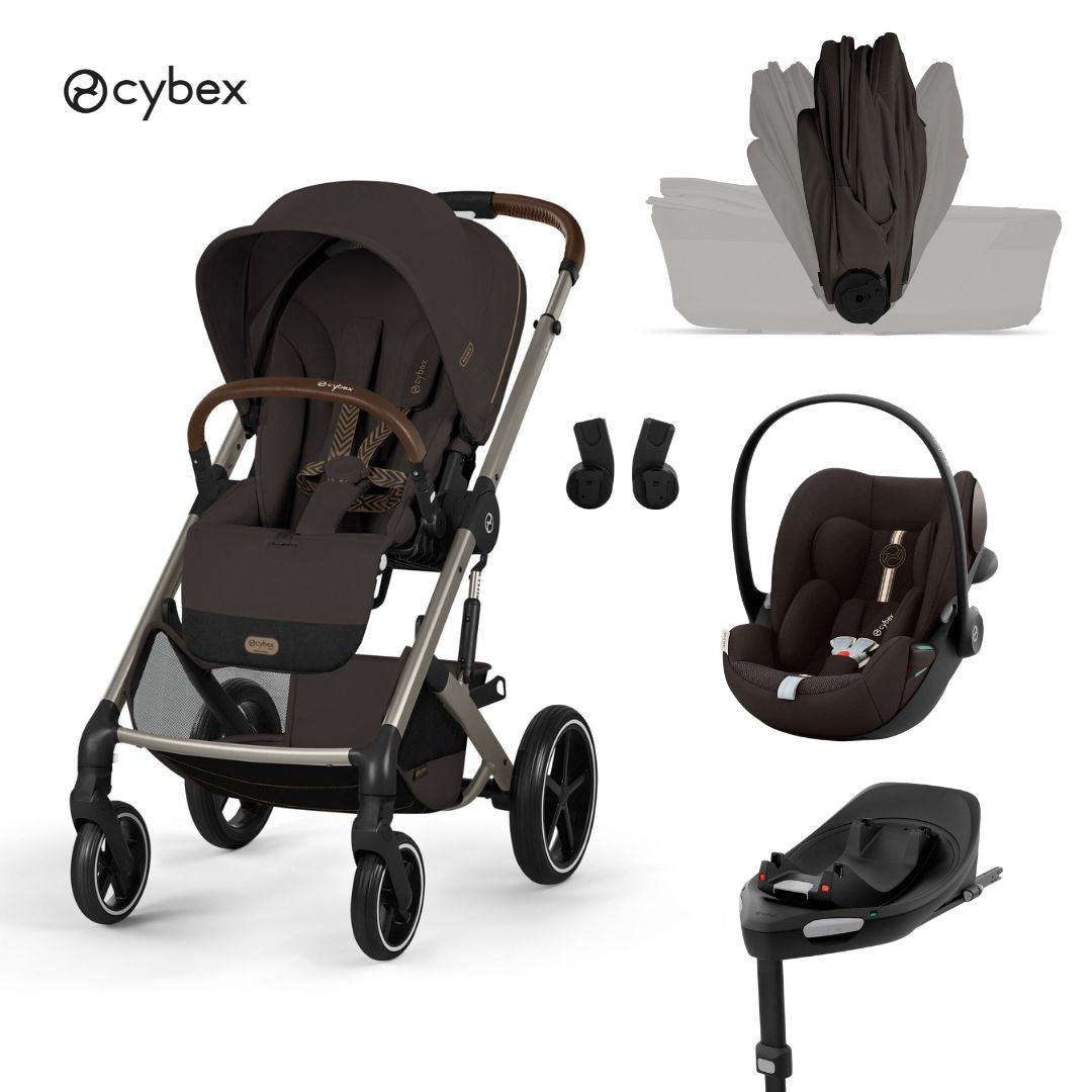 Cybex® Poussette 4en1 avec nacelle pliable Balios S Lux + Siège auto Cloud G3 + Base IsoFix G3 Chocolate Brown