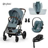 Cybex® Passeggino con navicella pieghevole 4in1 Balios S Lux + Seggiolino auto Cloud G3 + Base IsoFix G3 Stormy Blue