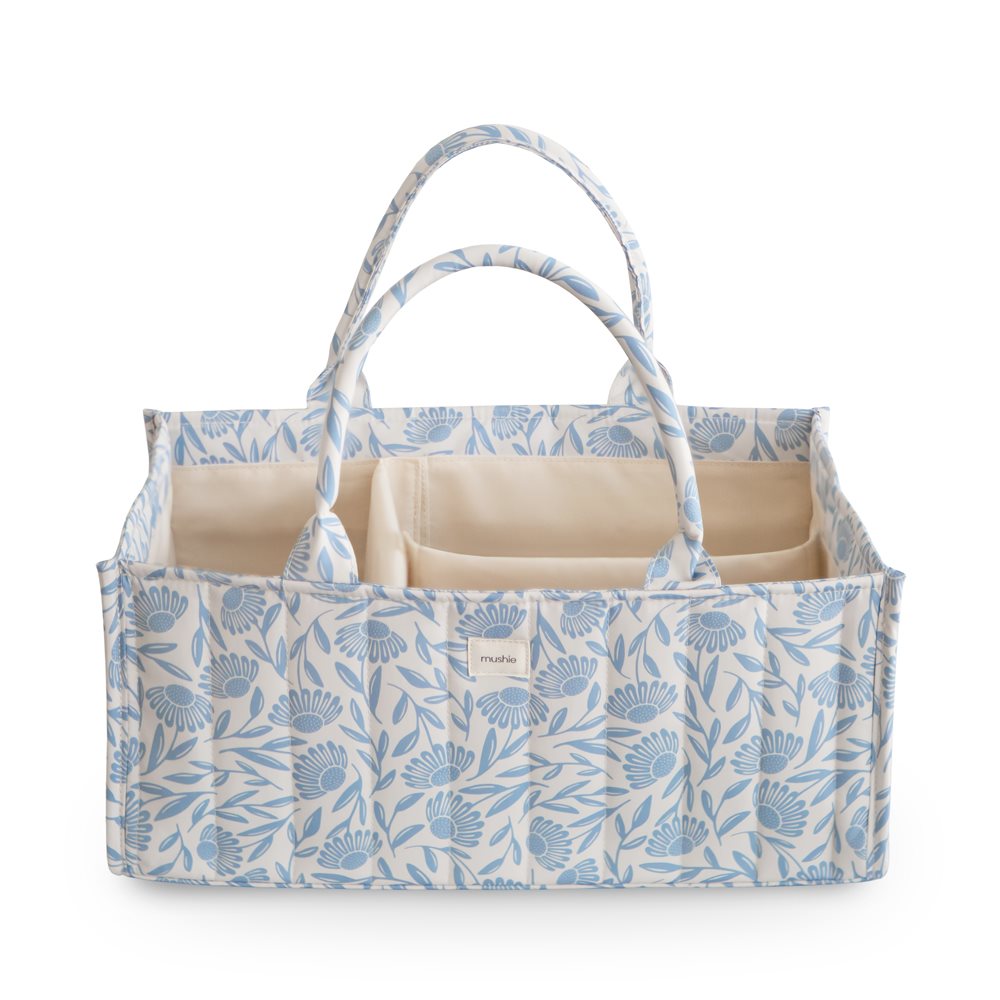 Mushie® Diaper Caddy Blue Flowers