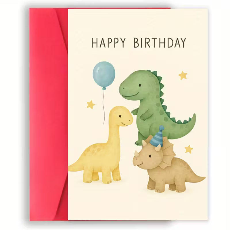 OTHR® Greeting card with envelope 10x15cm Happy Birthday Dinos OTHR