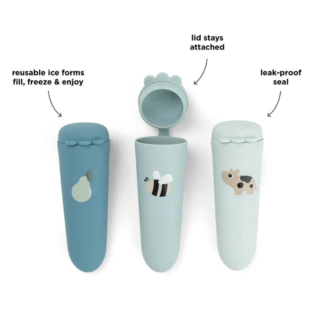 Done by Deer® Set 3 silikonskih modelčkov Tiny farm Blue Done by Deer