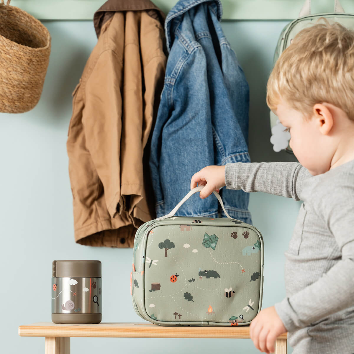 Done by Deer® Izolirana torba za malico Tiny trails Green 2,8l Done by Deer