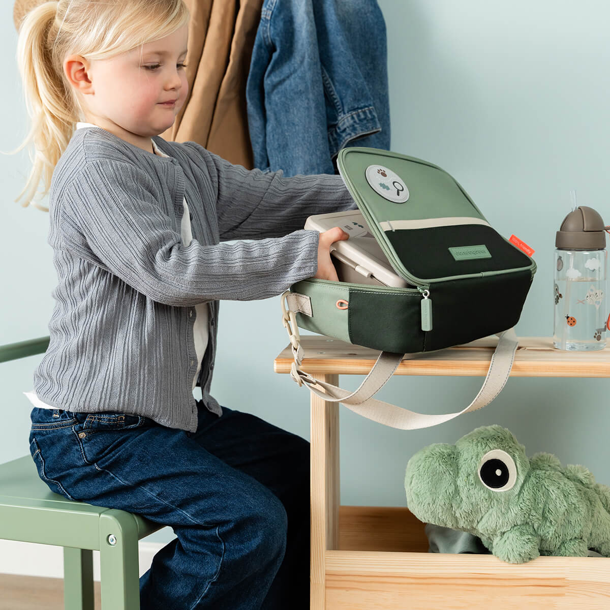 Done by Deer® Izolirana torba za malico Tiny trails Green 4l Done by Deer