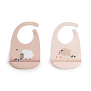 Done by Deer® Komplet 2 silikonskih slinčkov Tiny farm Powder