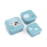Done by Deer® Komplet posodic za prigrizke Tiny farm Blue