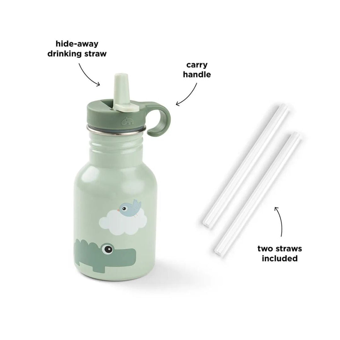 Done by Deer® Kovinska steklenička s slamico Playground Green 350 ml Done by Deer