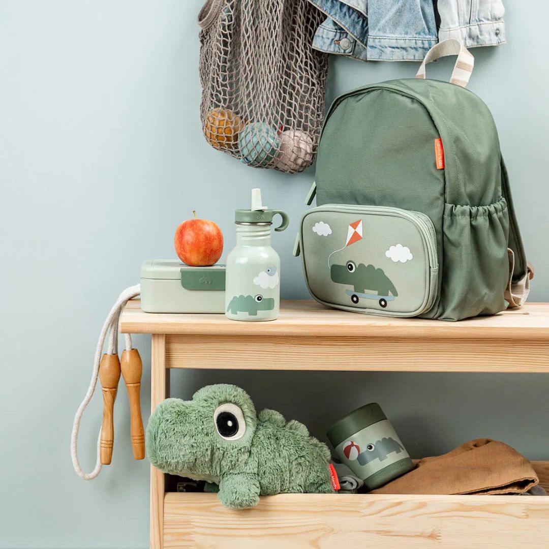 Done by Deer® Kovinska steklenička s slamico Playground Green 350 ml Done by Deer