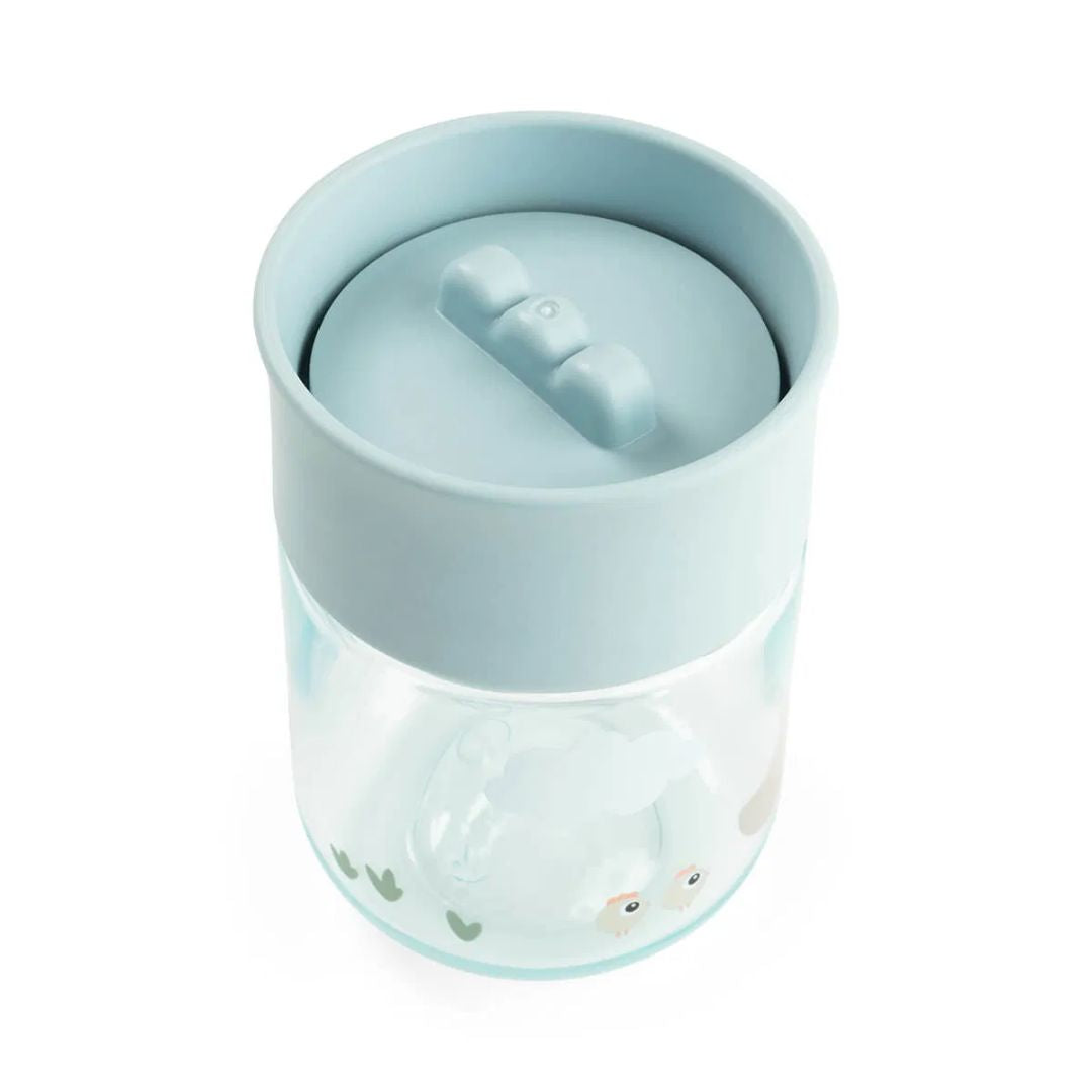 Done by Deer® Lonček za učenje pitja 360° Tiny farm Blue Done by Deer