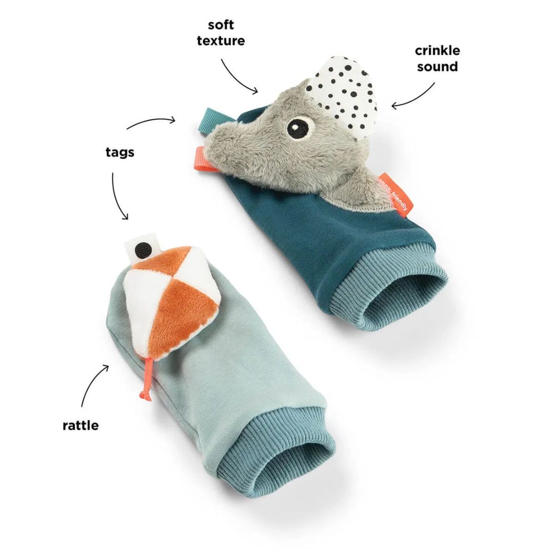 Done by Deer® Nogavičke z ropotuljico Playground Blue Done by Deer