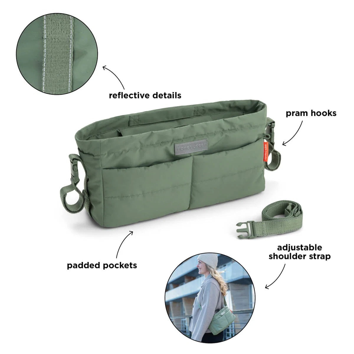 Done by Deer® Stroller organiser Green