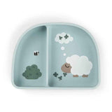 Done by Deer® Otroška deljena skledica Stick&Stay Tiny farm Blue