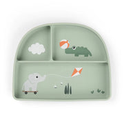 Done by Deer® Otroški deljeni krožnik Stick&Stay Playground Green Done by Deer