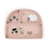 Done by Deer® Piatto divisorio per bambini Stick&Stay Tiny farm Powder