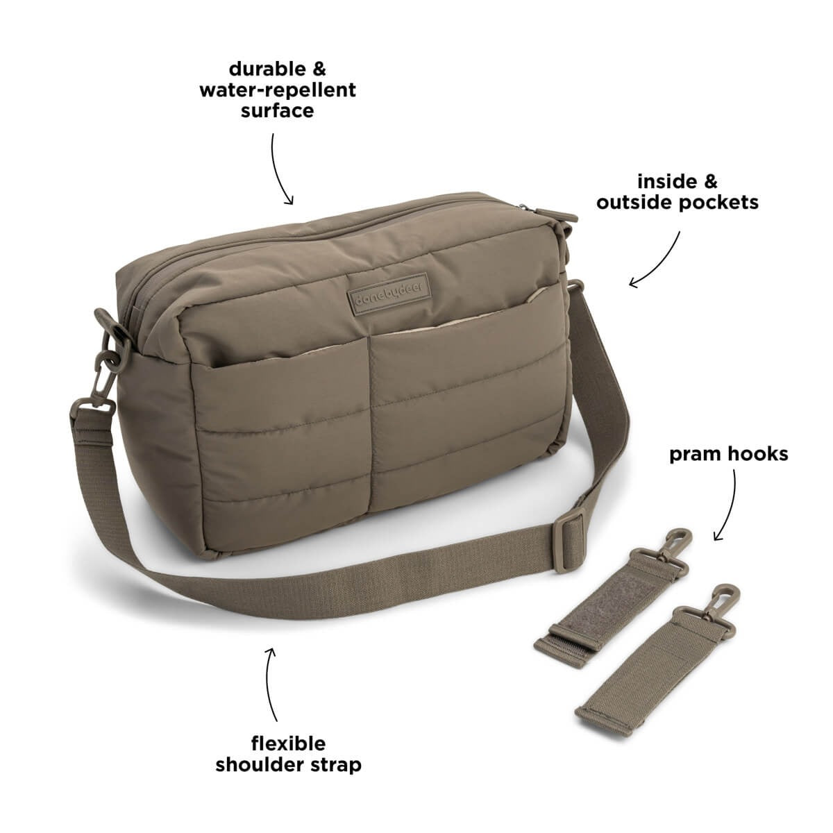 Done by Deer® Quilted stroller bag Taupe