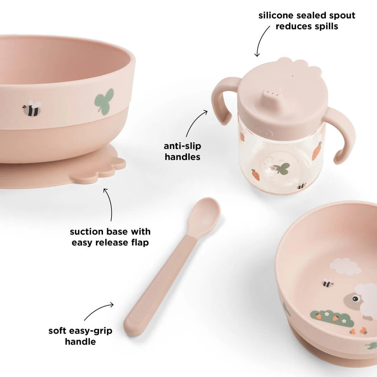 Done by Deer® Prvi jedilni set Foodie Tiny farm Powder