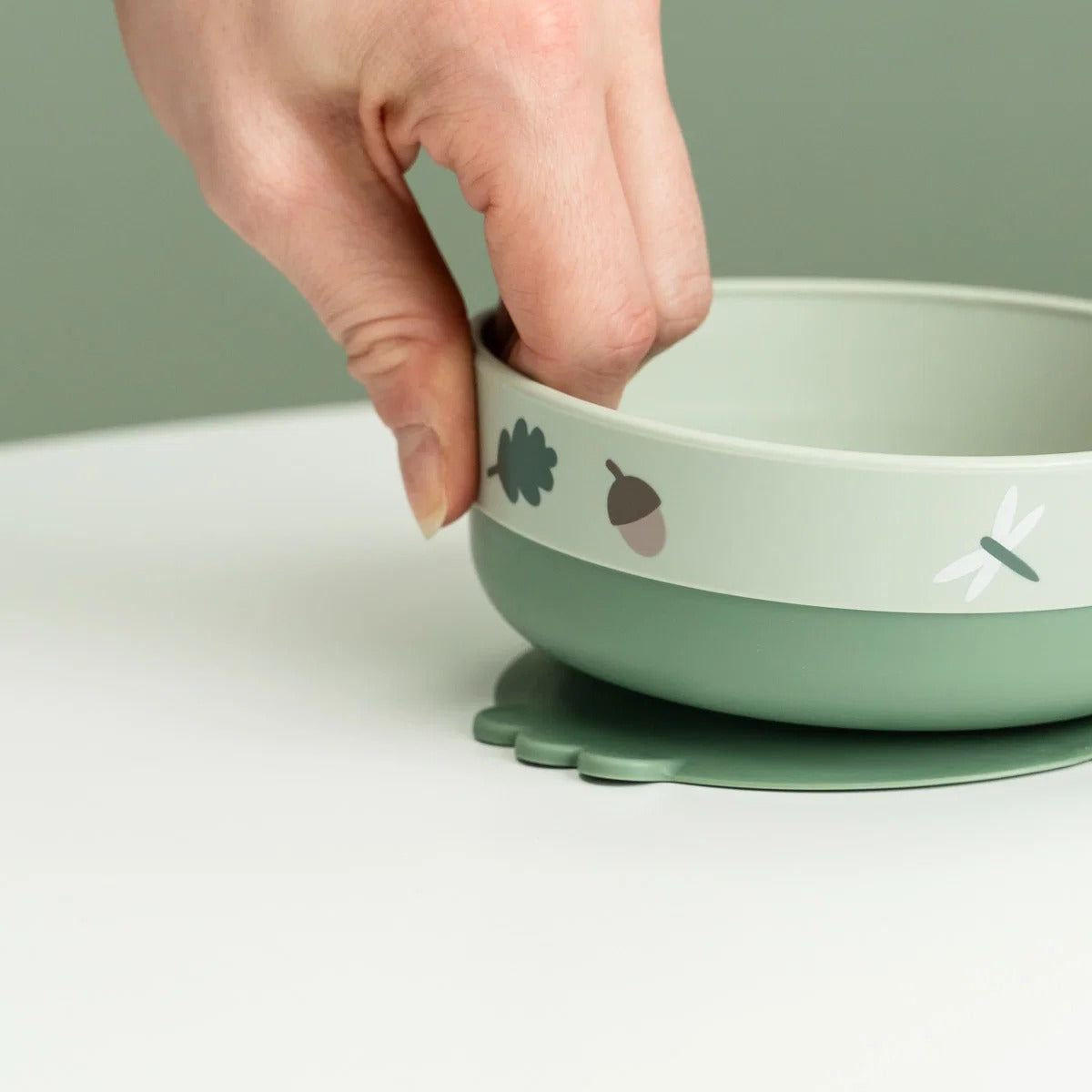 Done by Deer® Foodie dinner set w/360° cup Tiny trails Green