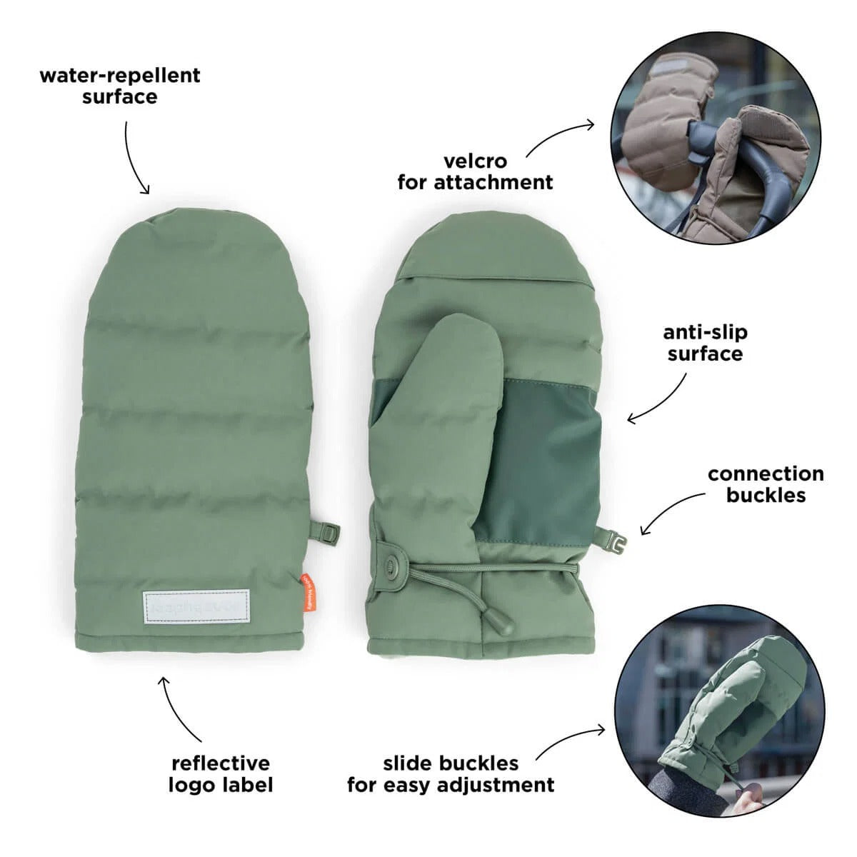 Done by Deer® Stroller mittens Green