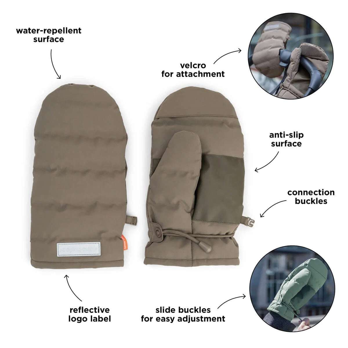 Done by Deer® Moufles pour poussette Taupe