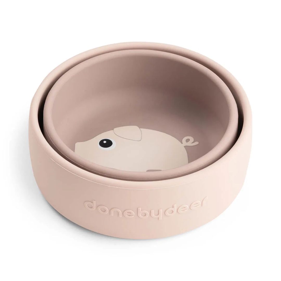 Done by Deer® Silikonska skledica Pigee Powder 2 kosa Done by Deer