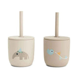 Done by Deer® Silicone Straw Cup Set Celebration Sand 2-pack