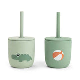 Done by Deer® Silicone Straw Cup Set Playground Green 2-pack