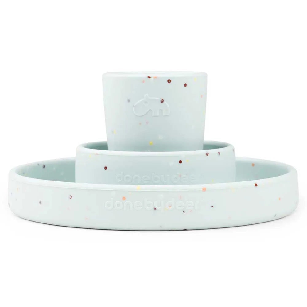 Done by Deer® Silikonski set za hranjenje Confetti Blue Done by Deer